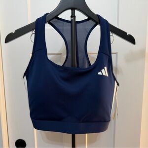 Adidas Women's XL Blue & Classic white stripes Sports Bra comfort and support